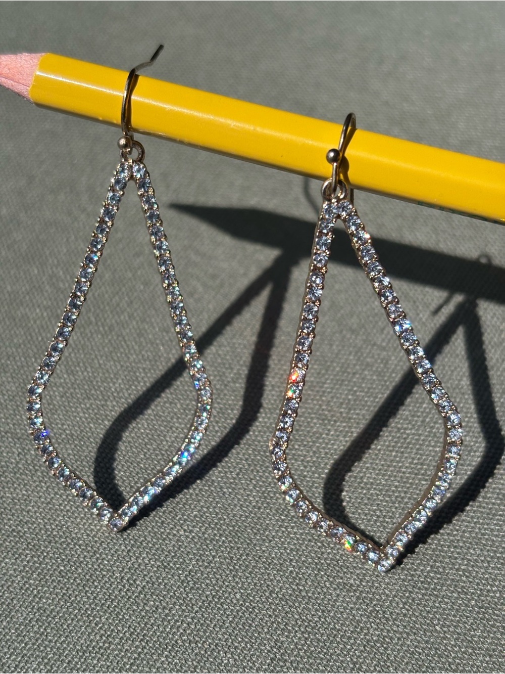 Gold gemstone dangle earrings